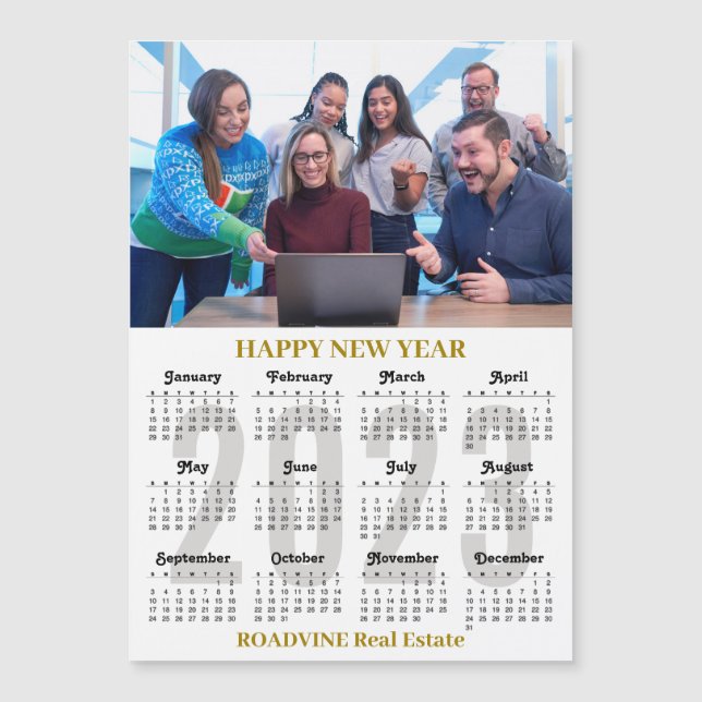 Calendrier 2023 Business Gold Carte magnétique noi (Devant)