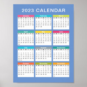 Calendrier 2023 mignon et coloré Poster