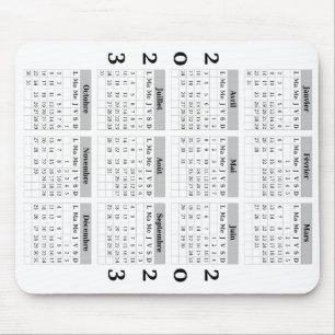 Calendrier 2023 sur tapis de souris mousepad