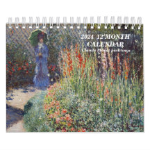2024  12 MONTH CALENDAR Claude Monet paintings