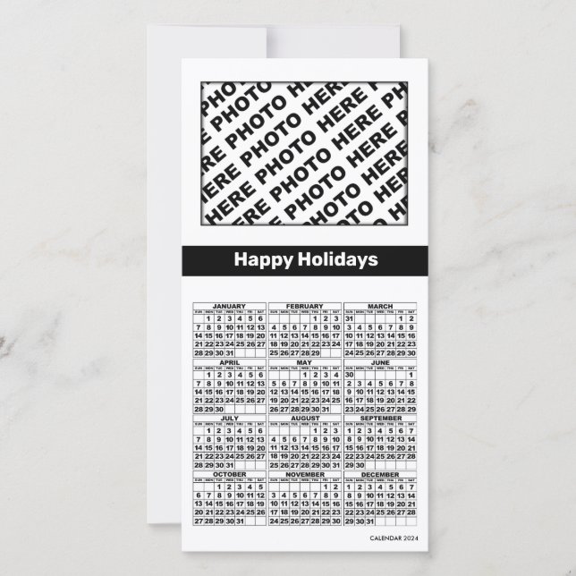 Calendrier 2024 Ajouter 4 Photos Carte Simple Noir (Devant)