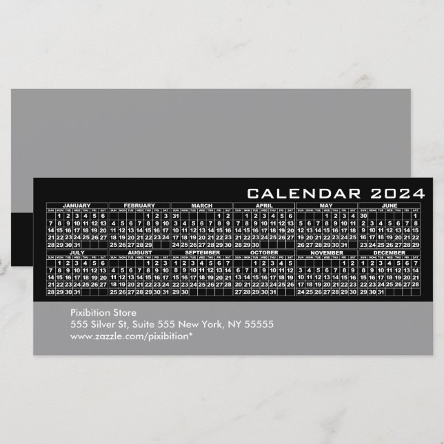 Calendrier 2024 Carte en rack d'entreprise Noir (Devant / Derrière)