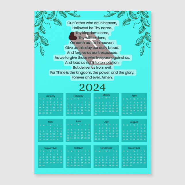 Calendrier 2024 - Carte magnétique de prière chrét (Devant)
