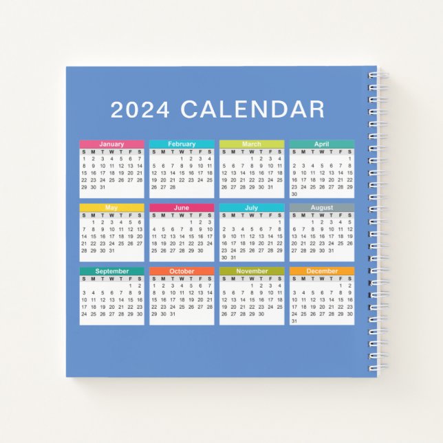 Calendrier 2024 mignon et coloré | CARNET (Dos)