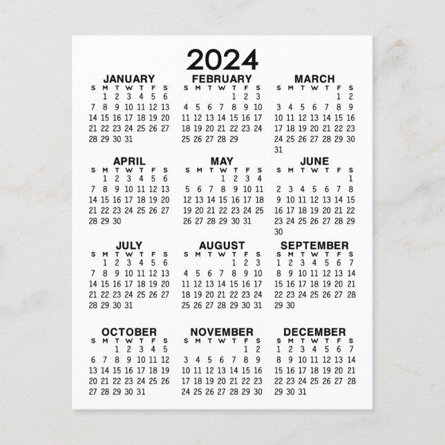 Calendrier 2024 Mini année complète Voir feuille p