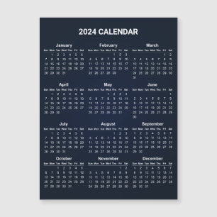 Calendrier 2024 simple mais élégant   Carte magnét