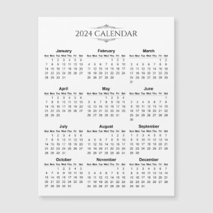 Calendrier 2024 simple mais élégant Carte magnét