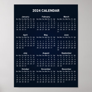 Calendrier 2024 simple mais élégant Poster