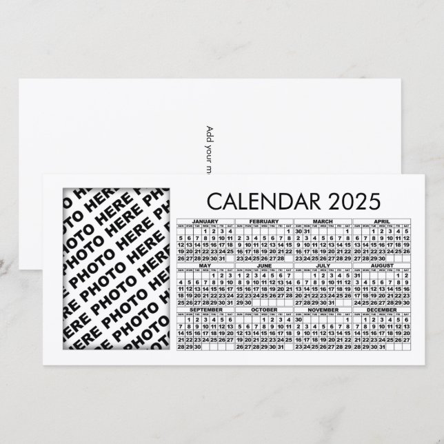 Calendrier 2025 Ajouter 1 Carte photo vertical (Devant / Derrière)