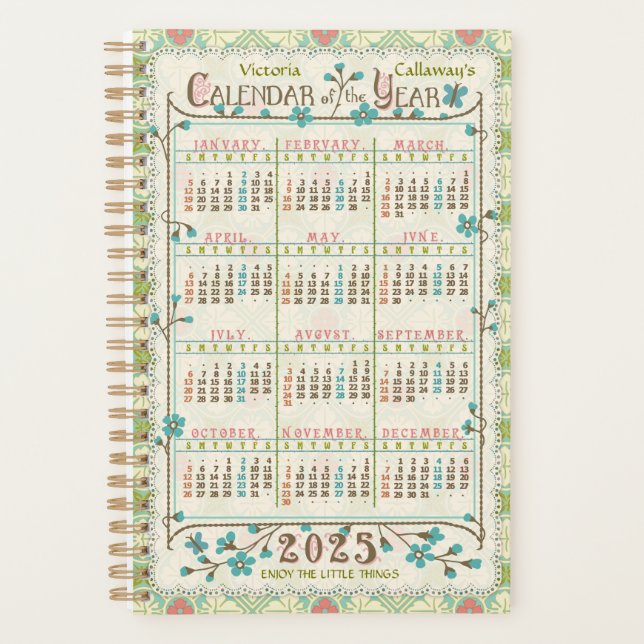 Calendrier 2025 Année Victorienne Art Nouveau Pers (Devant)
