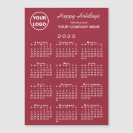Calendrier 2025 Business Logo Red Holiday Magnet