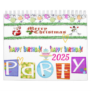 Calendrier 2025 Joyeux Noël Joyeux anniversaire
