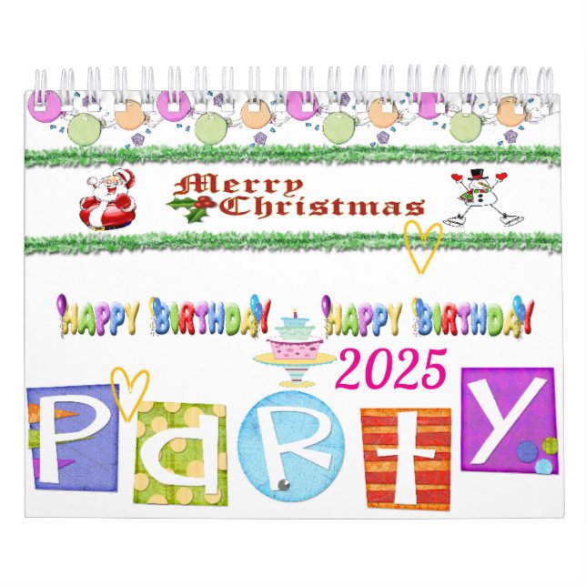Calendrier 2025 Joyeux Noël Joyeux anniversaire (Protection)