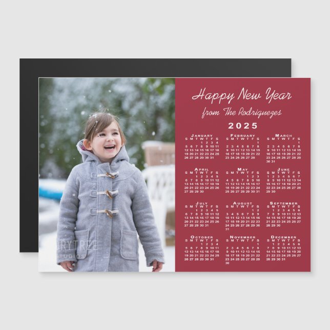 Calendrier 2025 Photo Bonne année Magnet Bourgogne (Devant / Derrière)
