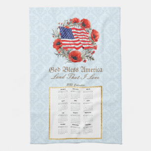 Calendrier 2025 Serviette Dieu Bénir l'Amérique Fl