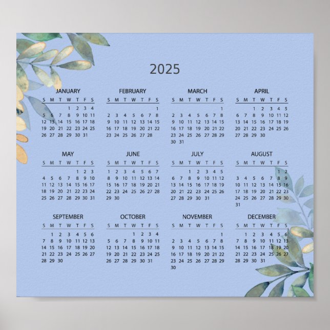 Calendrier 2025 simple mais élégant | Affiche (Devant)