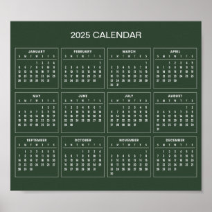 Calendrier 2025 simple mais élégant   Affiche
