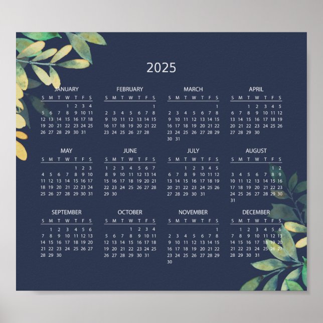 Calendrier 2025 simple mais élégant | Affiche (Devant)