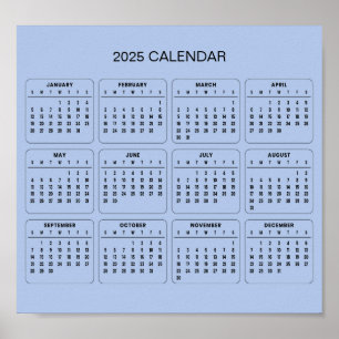 Calendrier 2025 simple mais élégant   Affiche