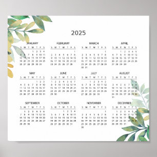 Calendrier 2025 simple mais élégant Affiche