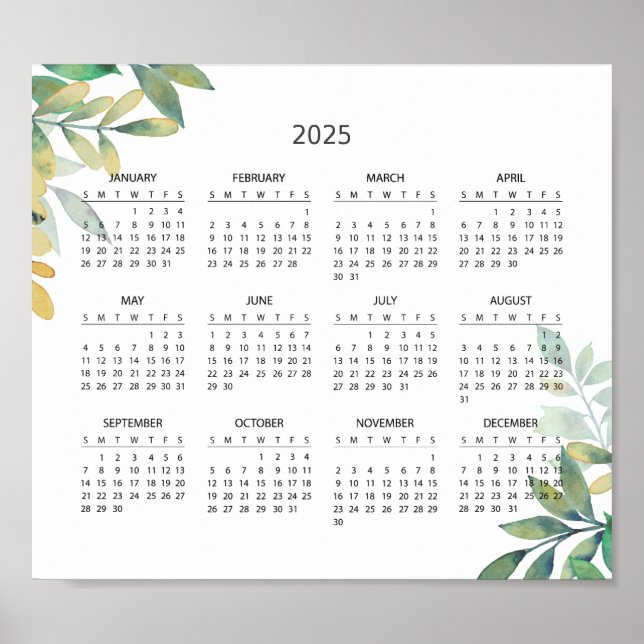 Calendrier 2025 simple mais élégant | Affiche (Devant)