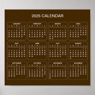 Calendrier 2025 simple mais élégant Affiche