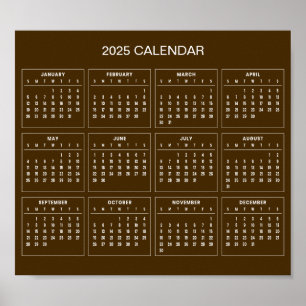 Calendrier 2025 simple mais élégant Affiche