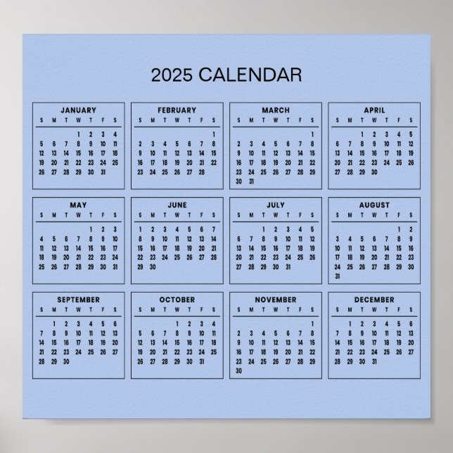 Calendrier 2025 simple mais élégant | Affiche (Devant)