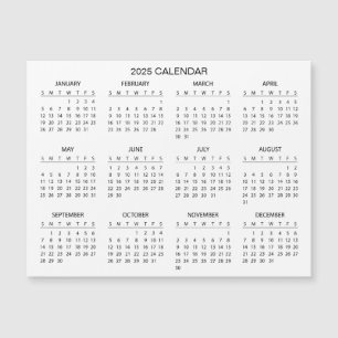 Calendrier 2025 simple mais élégant Carte magnét