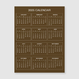 Calendrier 2025 simple mais élégant Carte magnét