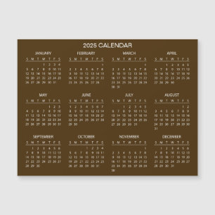 Calendrier 2025 simple mais élégant Carte magnét