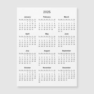 Calendrier 2025 simple mais élégant Carte magnét