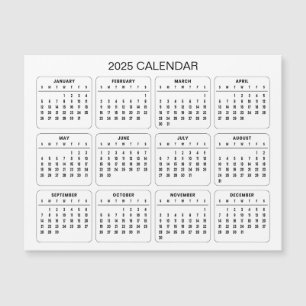 Calendrier 2025 simple mais élégant Carte magnét