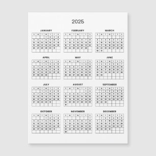 Calendrier 2025 simple mais élégant   Carte magnét
