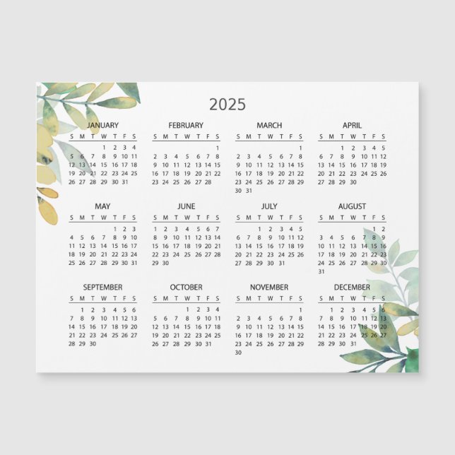 Calendrier 2025 simple mais élégant | Carte magnét (Devant)