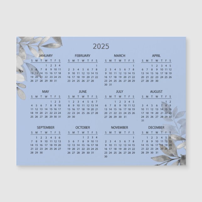 Calendrier 2025 simple mais élégant | Carte magnét (Devant)