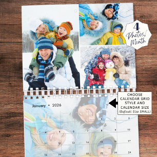 Calendrier 2025 Simple Photo Personnalisée Collage 4 Par Mois