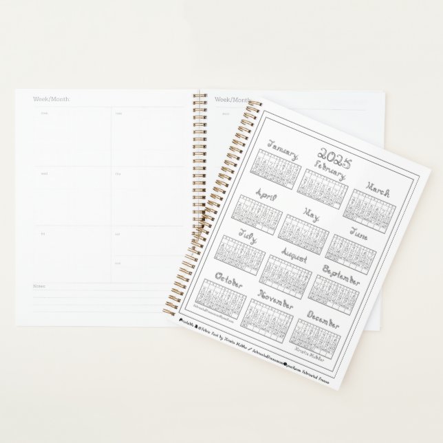 Calendrier 2025 Tissu Gris Argent Police (Devant avec enveloppe)