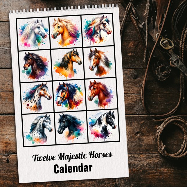 Calendrier 2025 Twelve Majestic Horses Calendar (Créateur téléchargé)