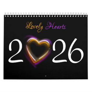 Calendrier 2026 12 Beaux Coeurs Romantiques