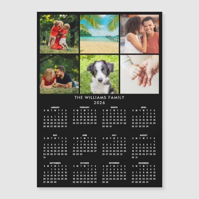 Calendrier 2026 6 Collage Photo Magnet Moderne (Devant)