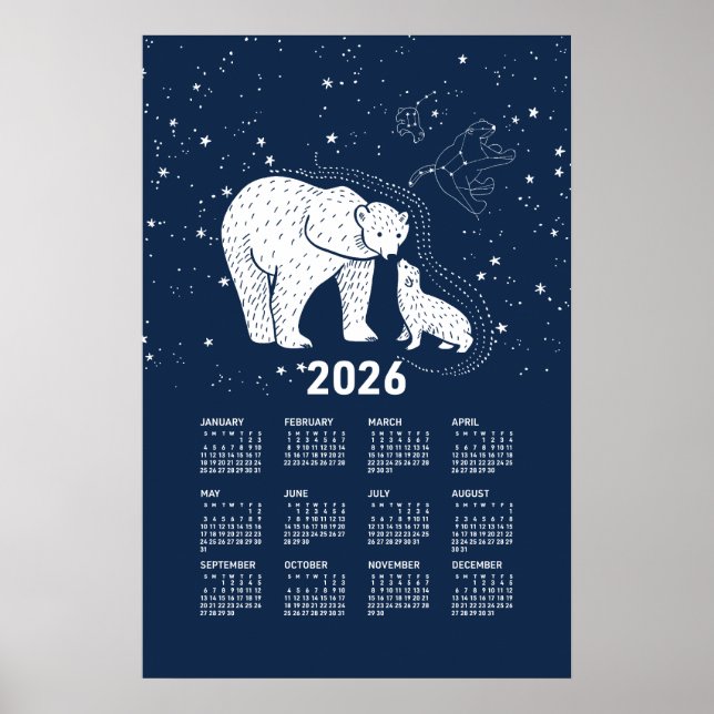 Calendrier 2026 Affiche Ours Polaire Baiser (Devant)