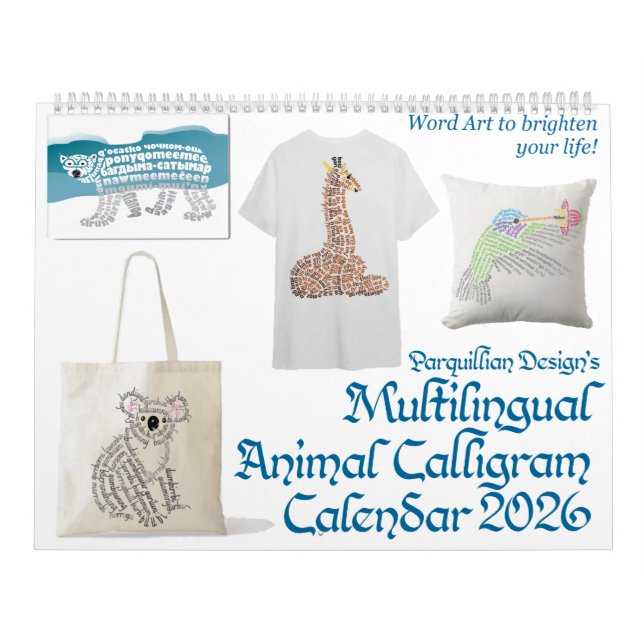 Calendrier 2026 Animal Calligram Calendar (Protection)