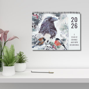 Calendrier 2026 Année de Changement Floral Motivationnel 