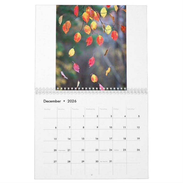 Calendrier 2026 Calendar (Autumn Leaves- Created by Grok) (Dec 2026)