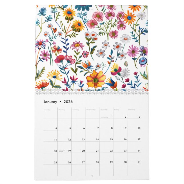 Calendrier 2026 Classic Wildflower Pattern Calendar (Jan 2026)