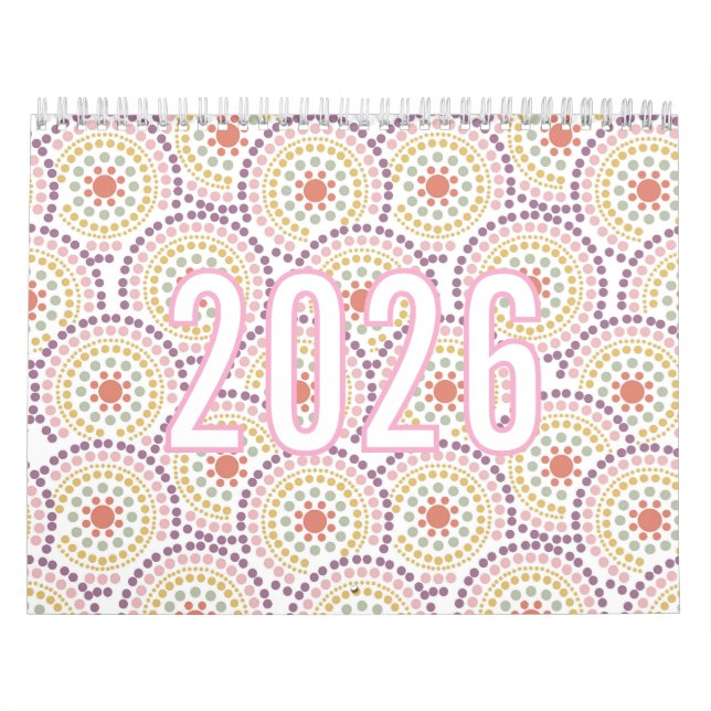 Calendrier 2026 Colorful Pastel Pattern Illustration Calendar (Protection)