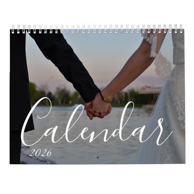 Calendrier 2026 Custom Wedding Photo Chic Script Calendar (Dos)