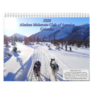 Calendrier 2026 du Alaskan Malamute Club of Americ