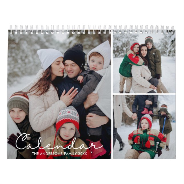 Calendrier 2026 Elegant Simple Custom Family Photo Collage (Protection)